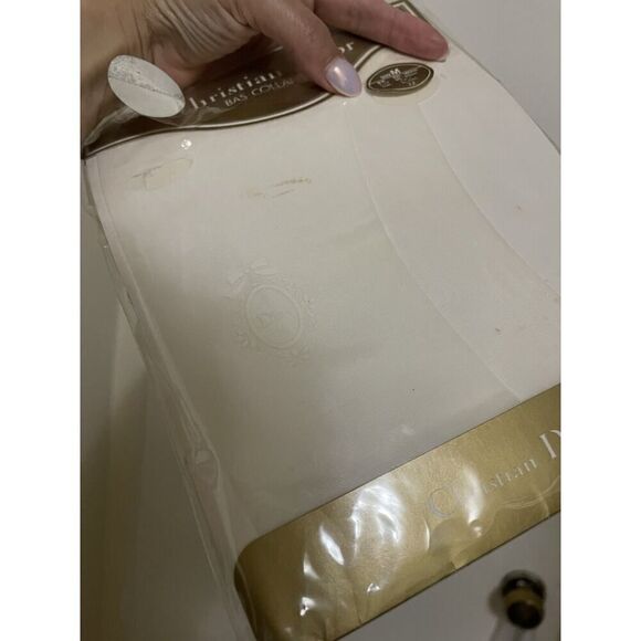 CHRISTIAN DIOR BAS COLLANTS white logo vintage pantyhose medium c2002 ytk-03 - Picture 3 of 6